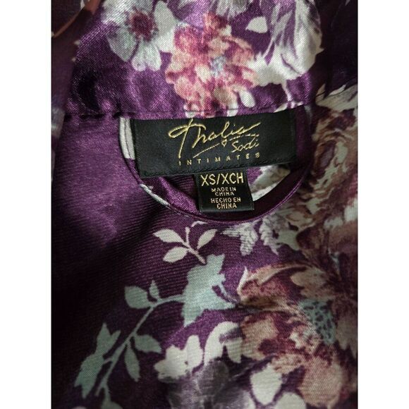 Floral Satin Kimono Robe With Waist Tie Purple & Pink Womens Medium fairycore - Picture 7 of 10